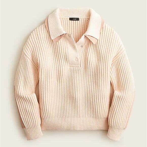 J. Crew Collared ribbed patch-sleeve sweater - Picture 2 of 8